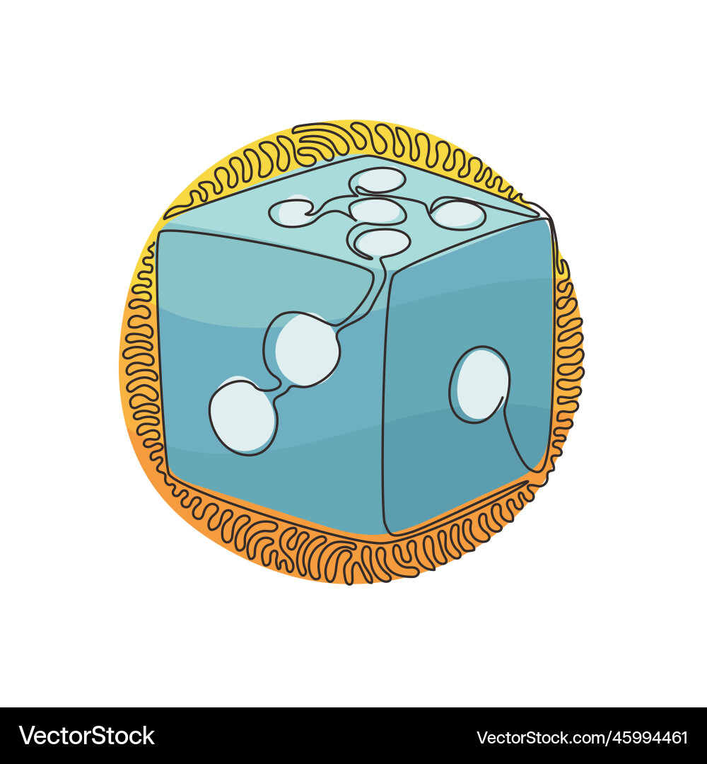 Continuous one line drawing dice with white Continuous one line drawing dice with white vector image