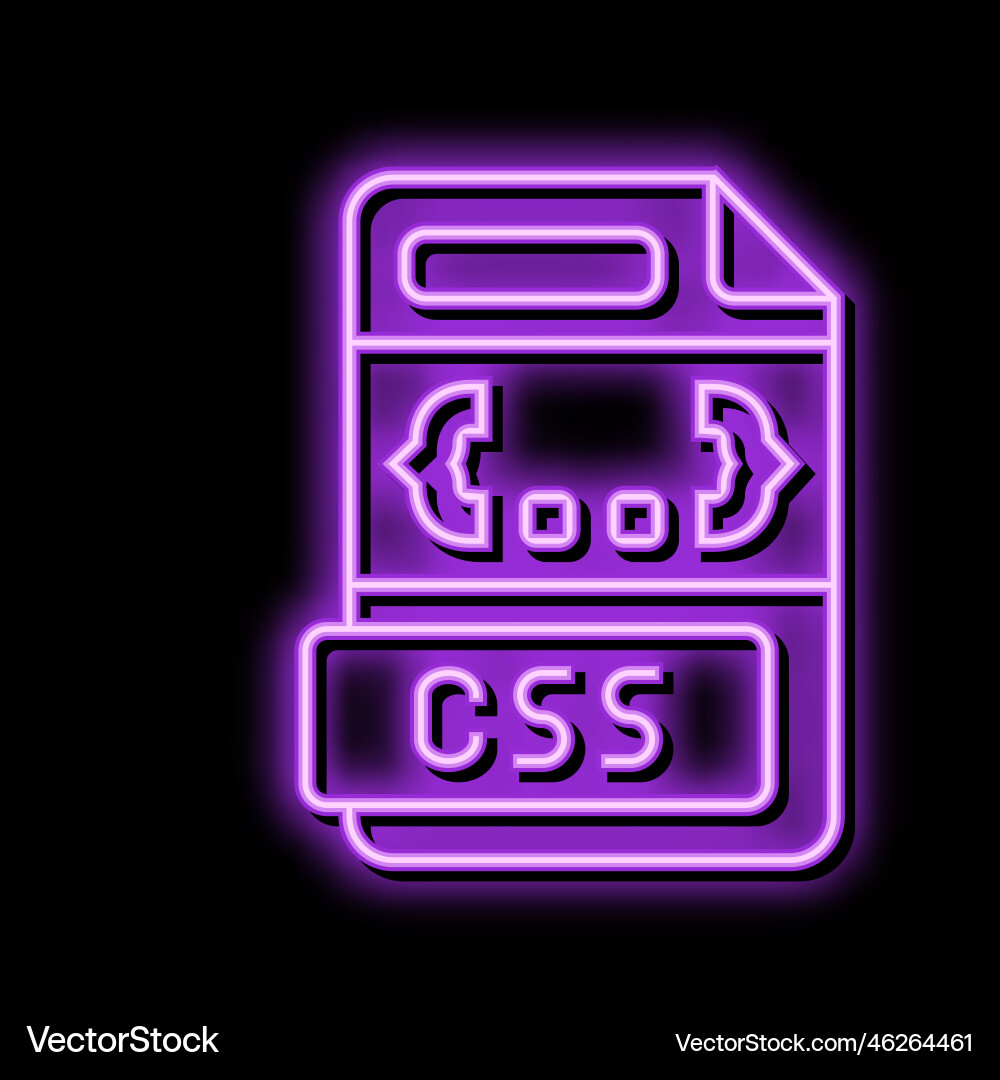 Css file format document neon glow icon Vector Image