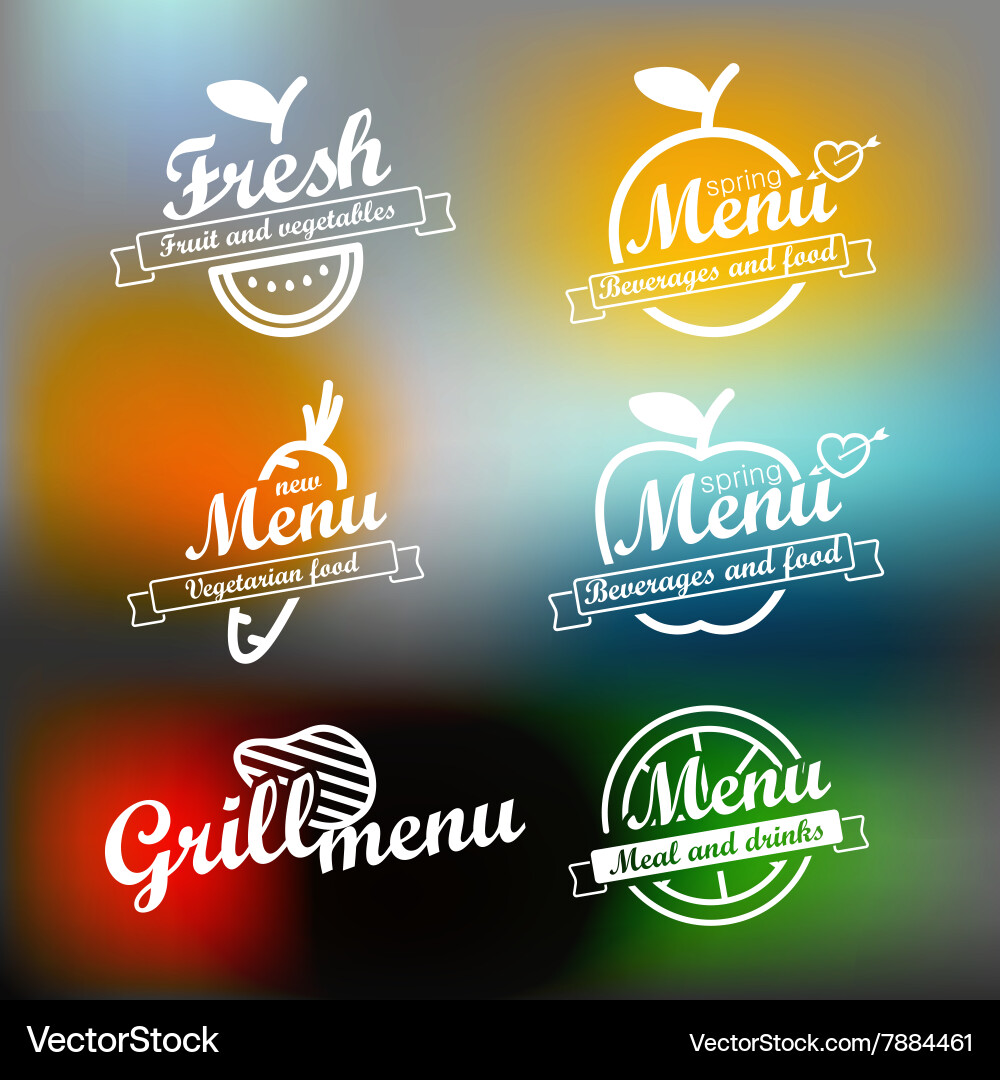Different menu labels design set lineart concept vector image