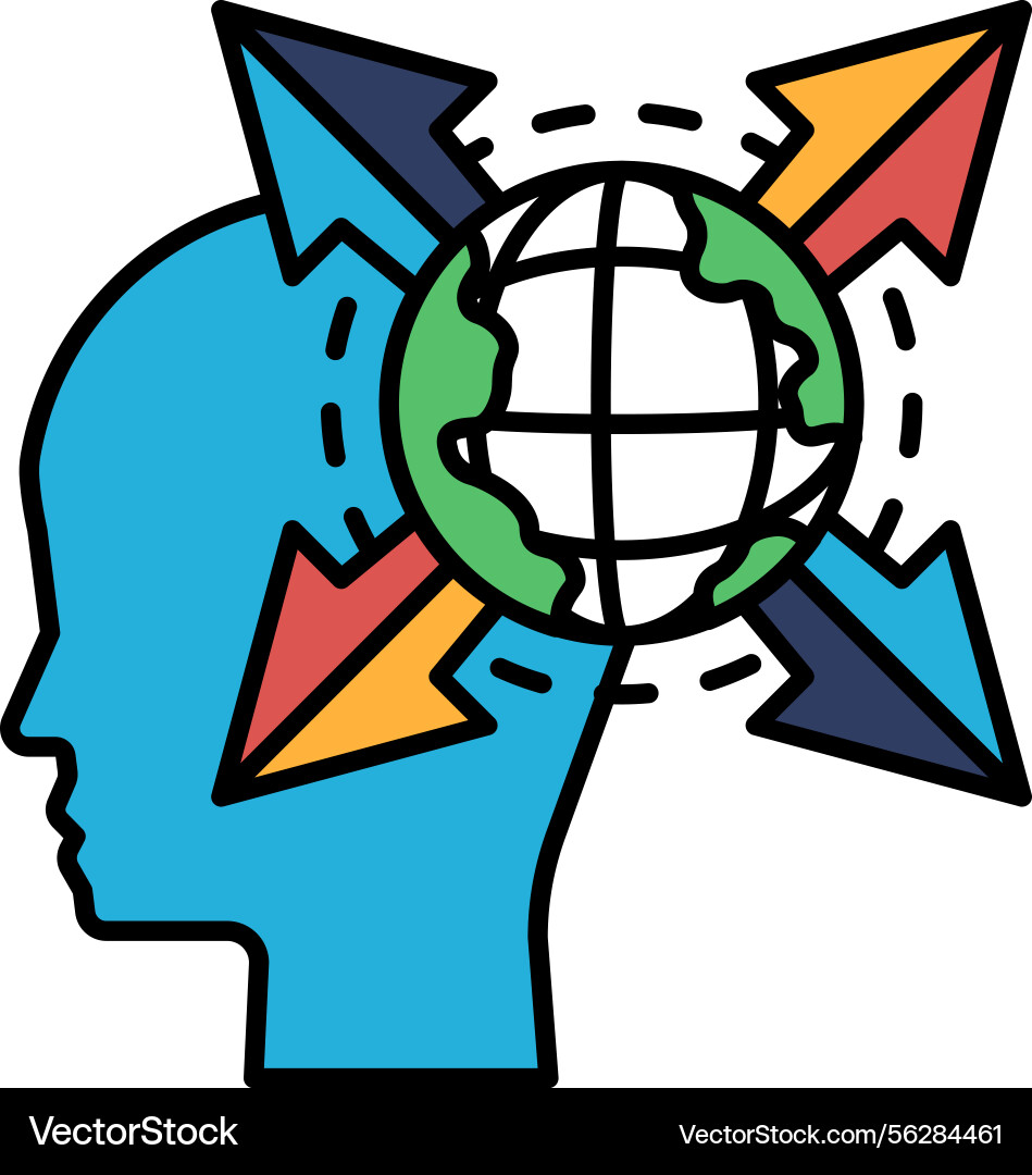 Global Mind with Arrows Vector Image