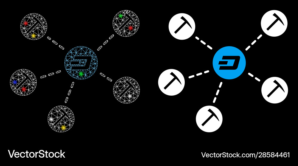 Glowing mesh carcass dash mining network icon Glowing mesh carcass dash mining network icon Vector Image
