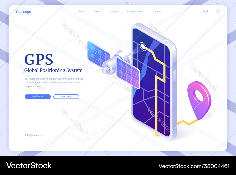 Gps isometric landing global positioning system Gps isometric landing global positioning system vector image