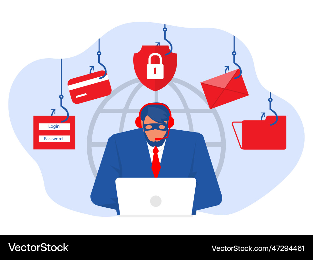 Hacker cyber attackcall centre stealing vector image