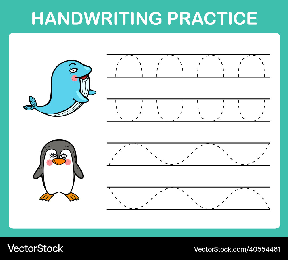 Handwriting practice sheet Vector Image