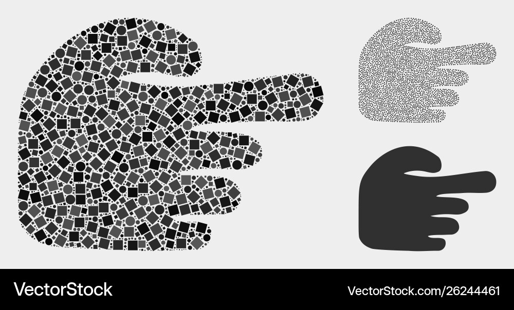 Index finger icon collages squares and circles Vector Image