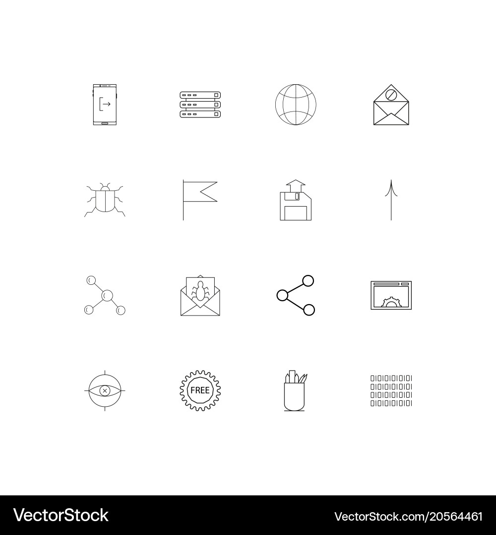 Internet technologies simple linear icons set vector image