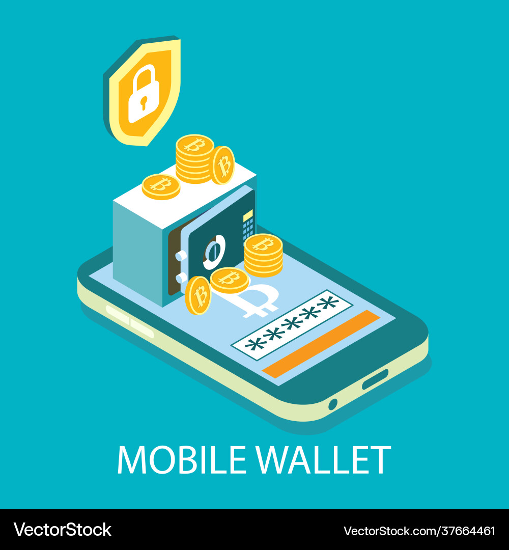 Mobile Crypto Wallet - Isometric – Royalty-Free Vector | VectorStock