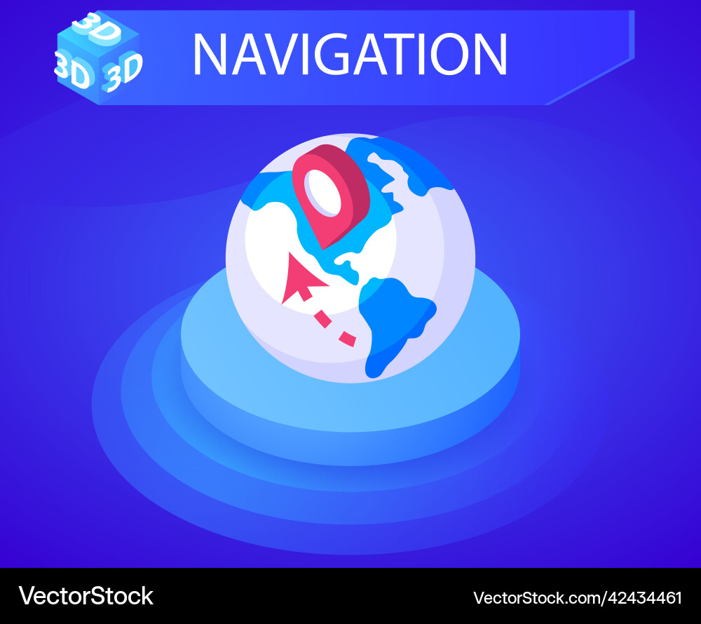 Navigation isometric design icon web 3d colorful Navigation isometric design icon web 3d colorful vector image