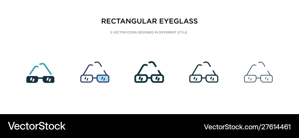 Rectangular eyeglass frame icon in different vector image