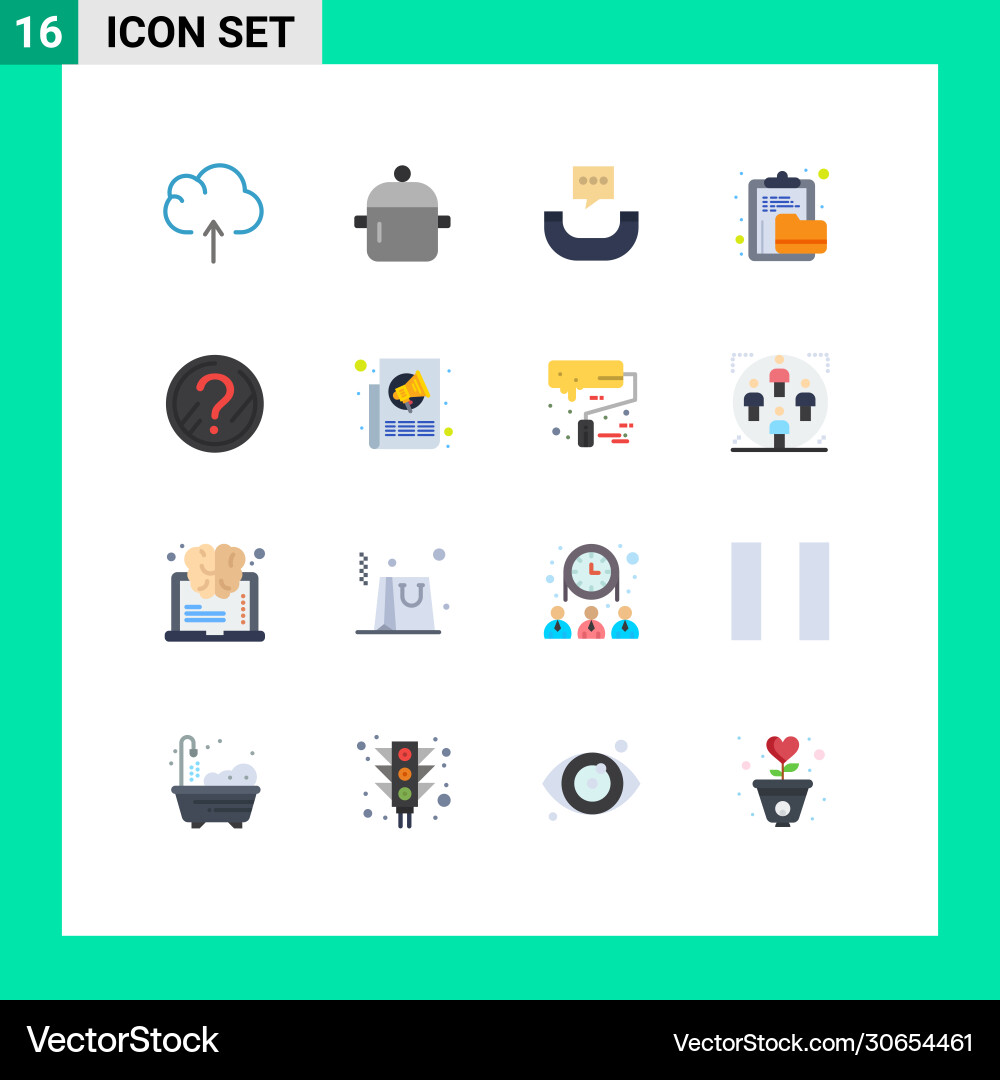 Set 16 modern ui icons symbols signs for faq Vector Image