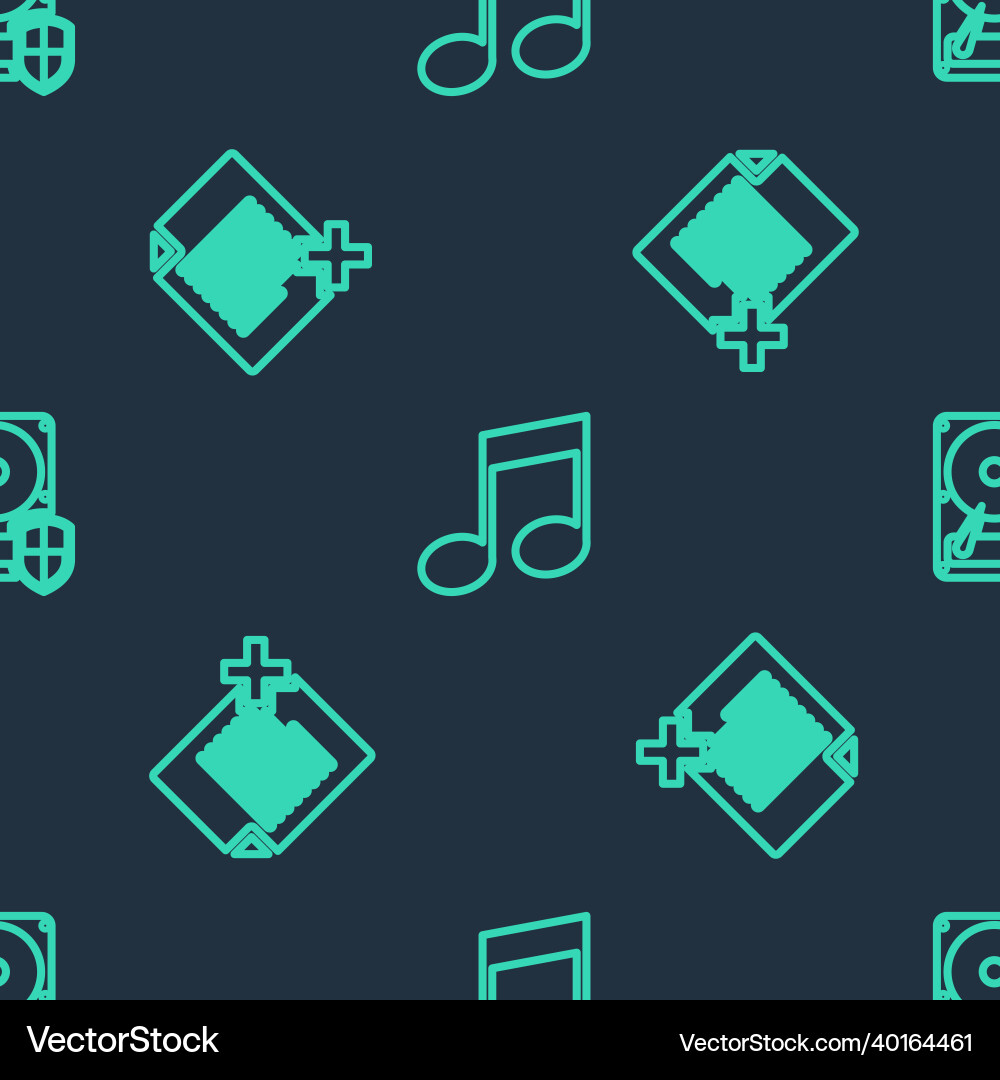 Set line music note tone delete file document vector image
