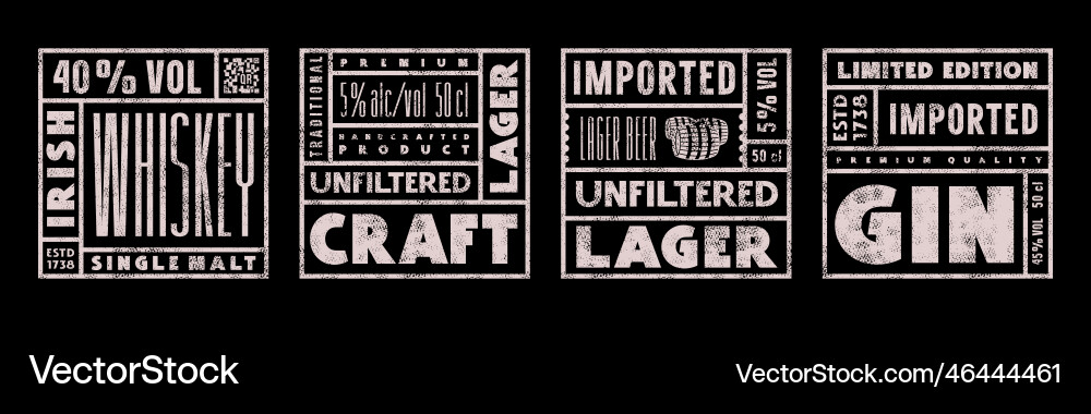 Set of template square label for beer gin Vector Image