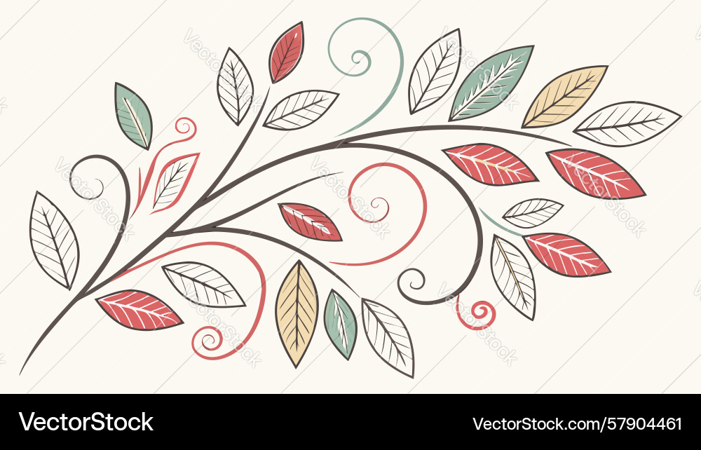 Swirling botanical branch design generative ai Vector Image