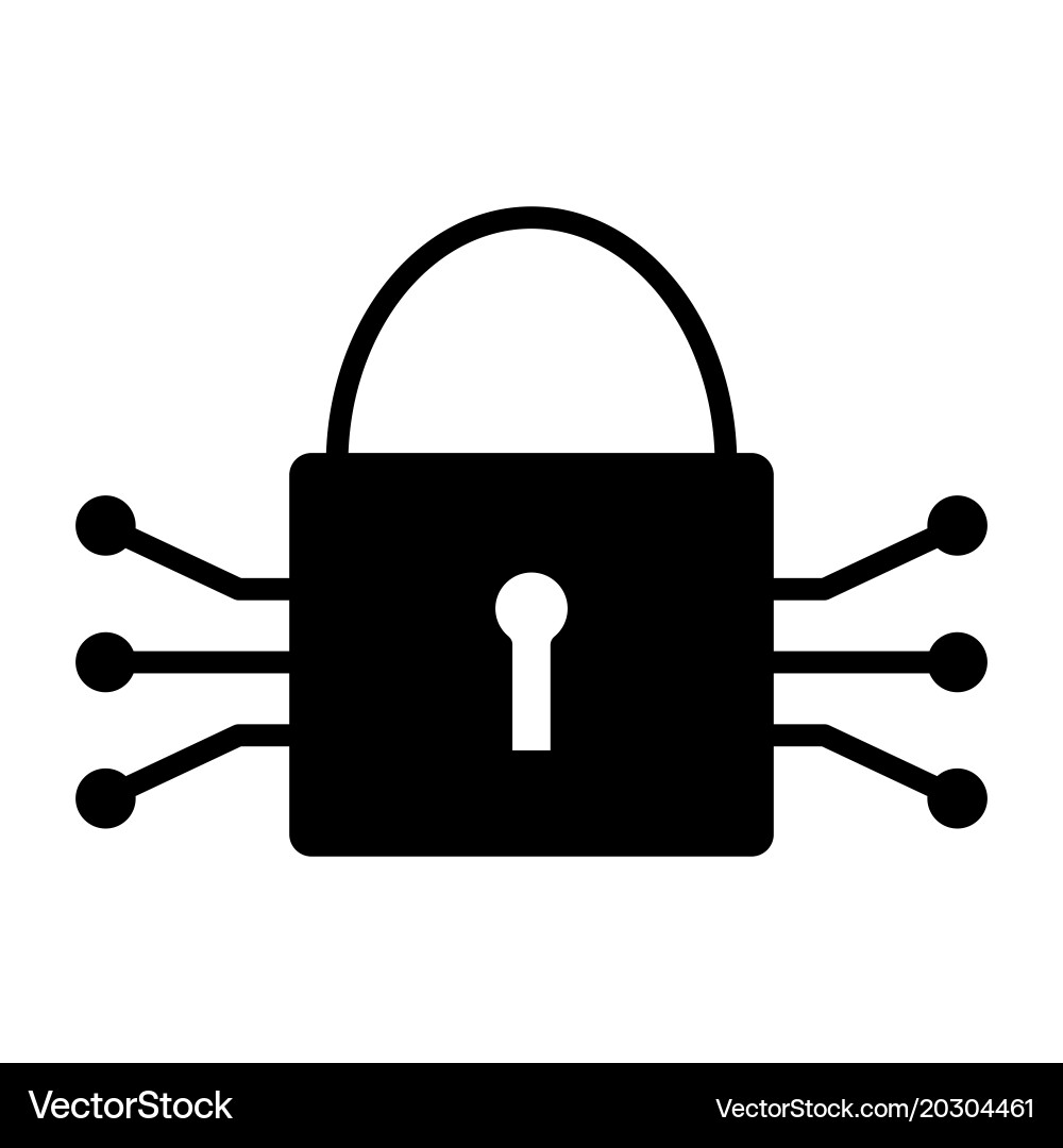 Tech circuit lock icon simple minimal pictograph vector image