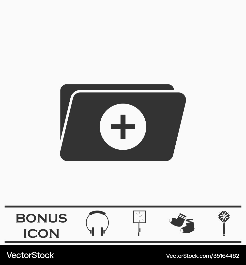 Add folder icon flat Add folder icon flat vector image