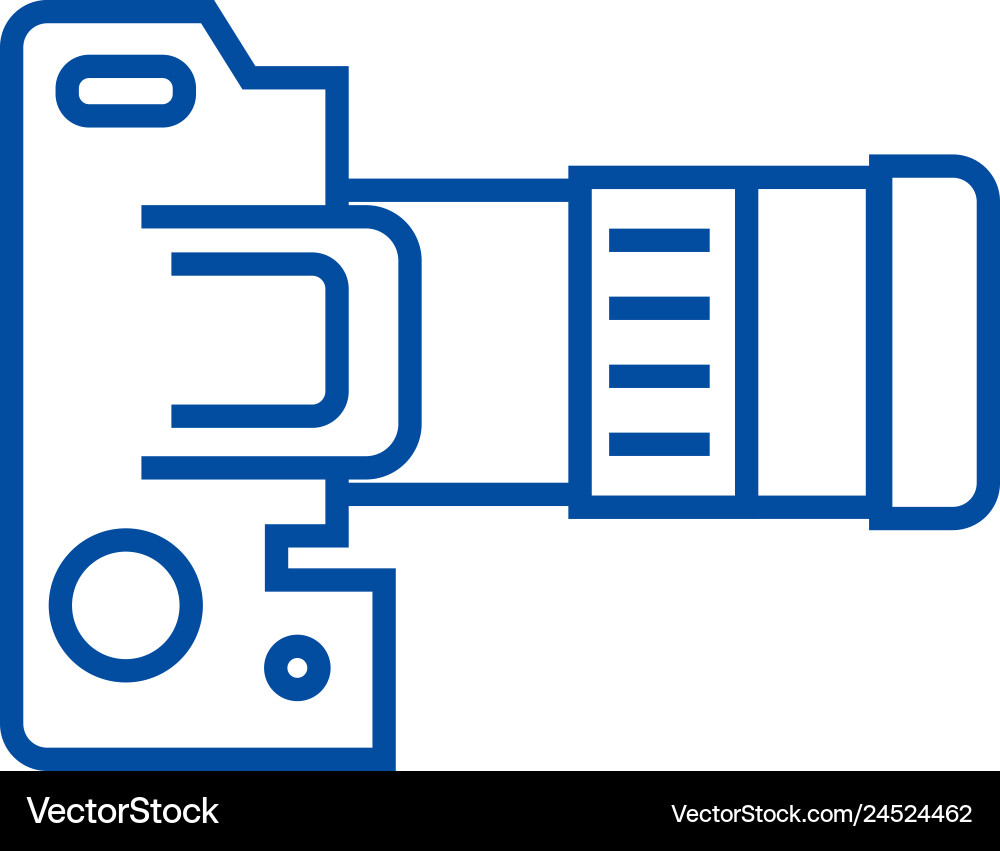 Camera dslr top view line icon concept Camera dslr top view line icon concept vector image