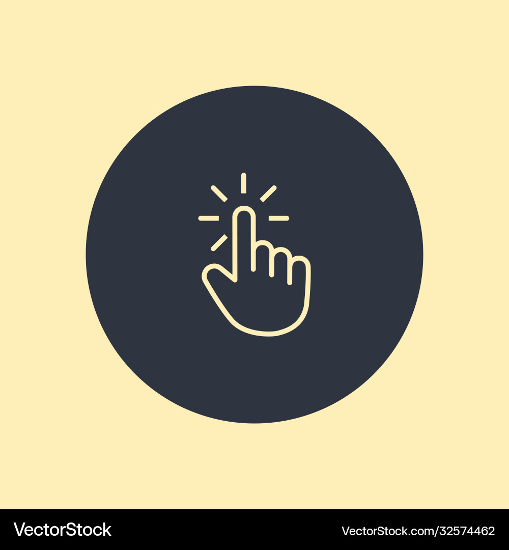 Click icon hand pointer symbol on round Click icon hand pointer symbol on round vector image