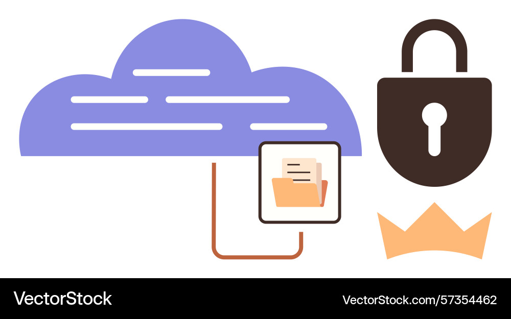 Cloud storage with secure file sharing lock Cloud storage with secure file sharing lock vector image