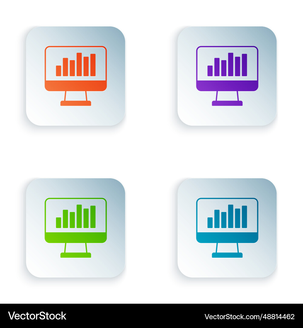 Color computer monitor with graph chart icon Color computer monitor with graph chart icon vector image