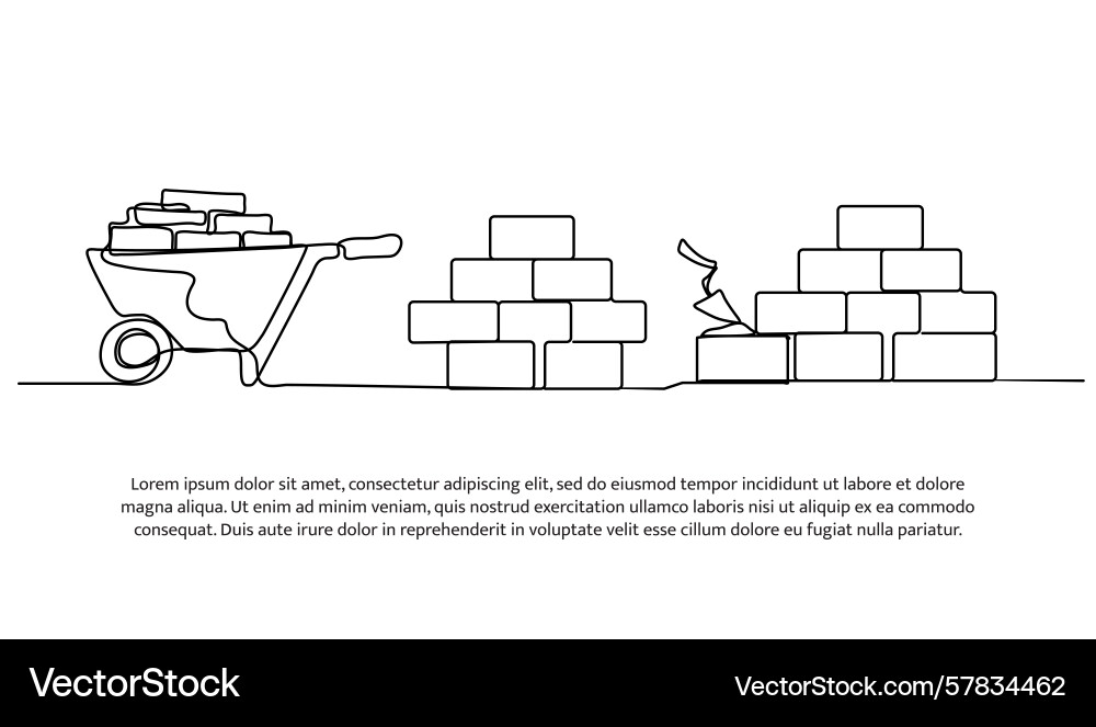 Continuous line design of transporting bricks Vector Image
