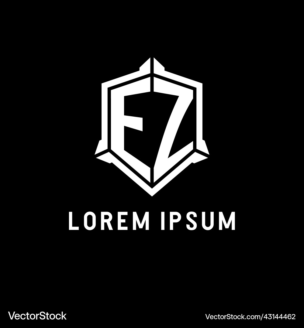 Ez logo initial with shield shape design style Vector Image