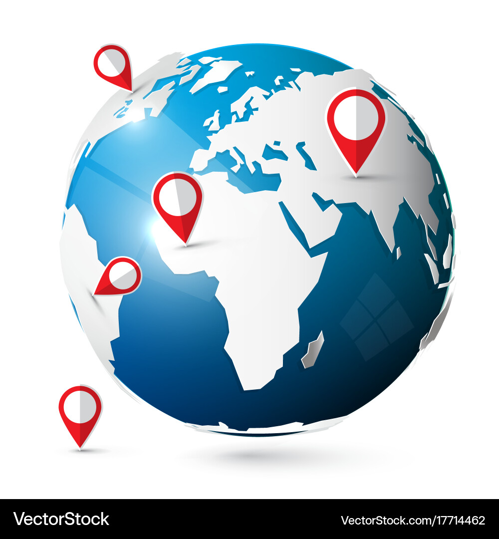 Global Globe with Pins vector image