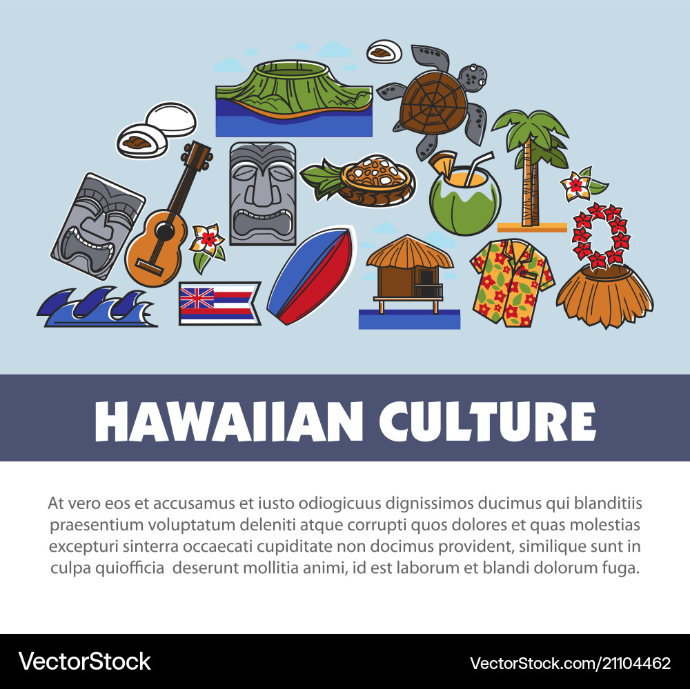 Hawaii Reisesymbole und touristische Wahrzeichen Hawaii Reisesymbole und touristische Wahrzeichen vektorbild