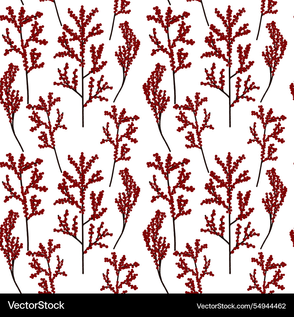 Holly branch with berries hand drawn seamless Holly branch with berries hand drawn seamless vector image