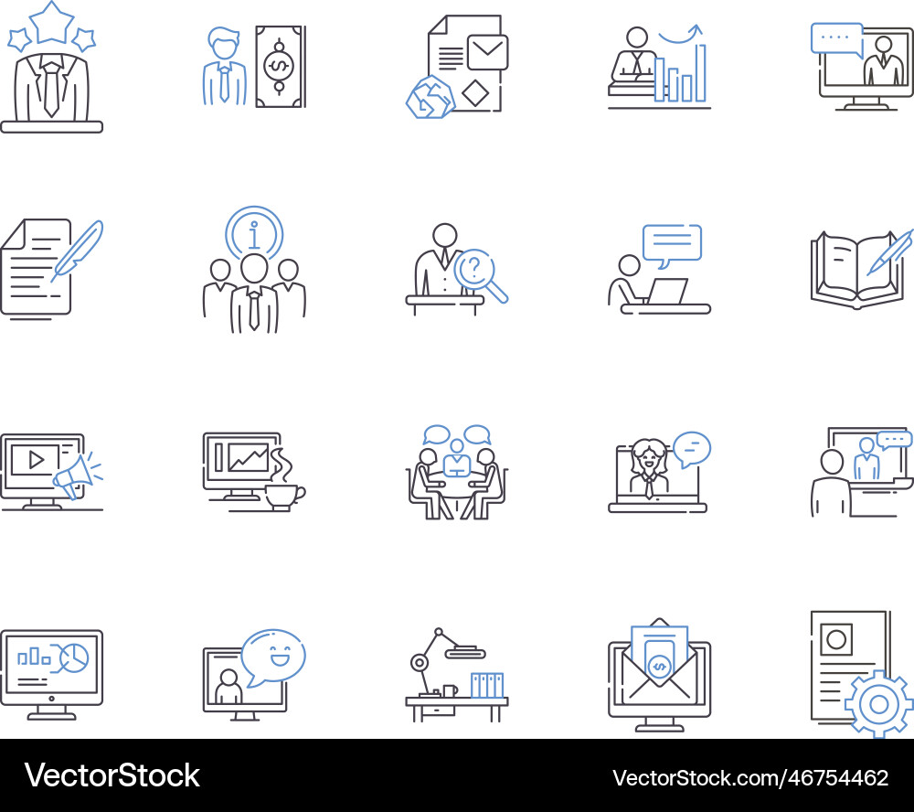 Management and workflow outline icons collection Vector Image