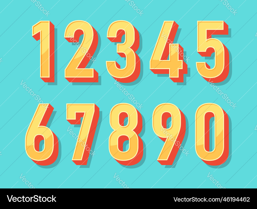 Numbers font icon in flat style typography vector image