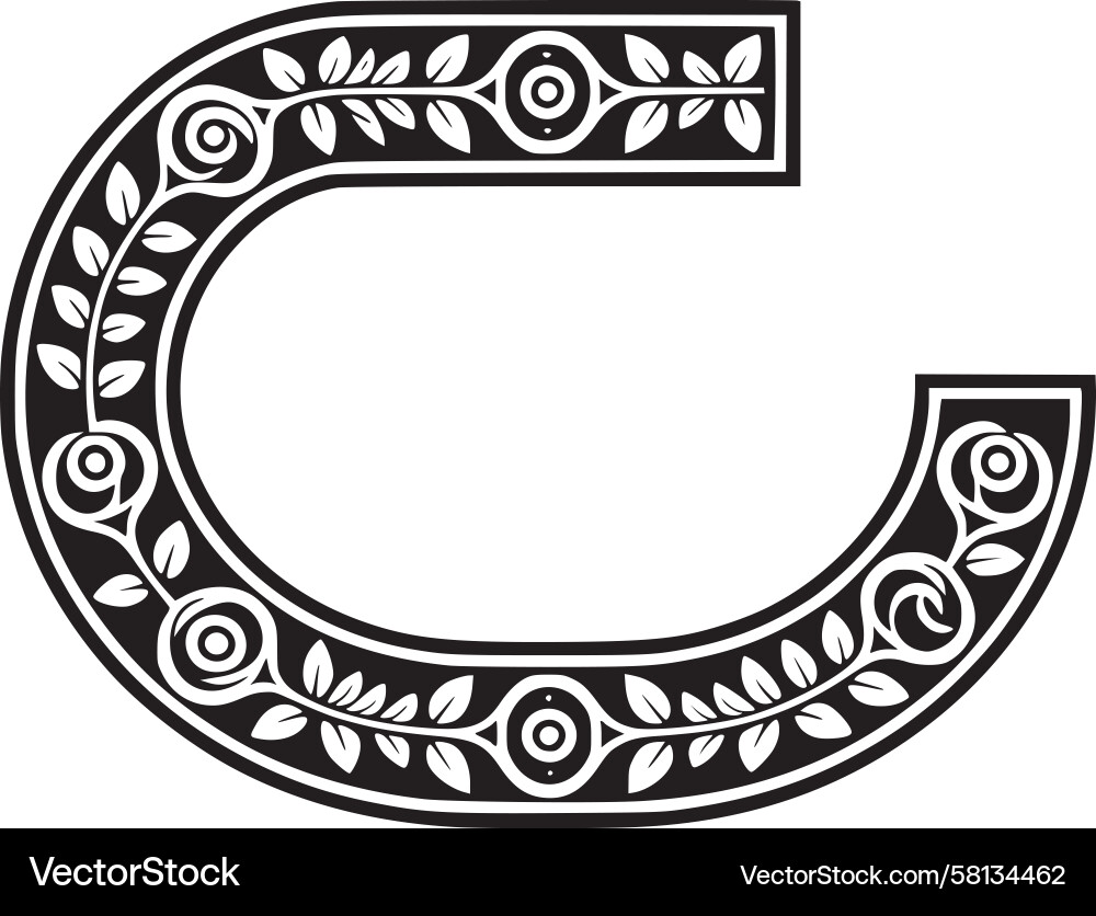 Ornate C Monogram in Scrollwork Vector Image