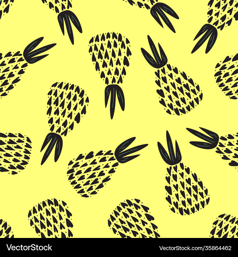 Pineapples seamless pattern summer spring Pineapples seamless pattern summer spring Vector Image