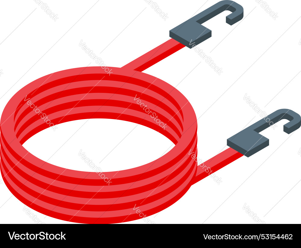 Red elastic rope with hooks lying in spiral shape vector image