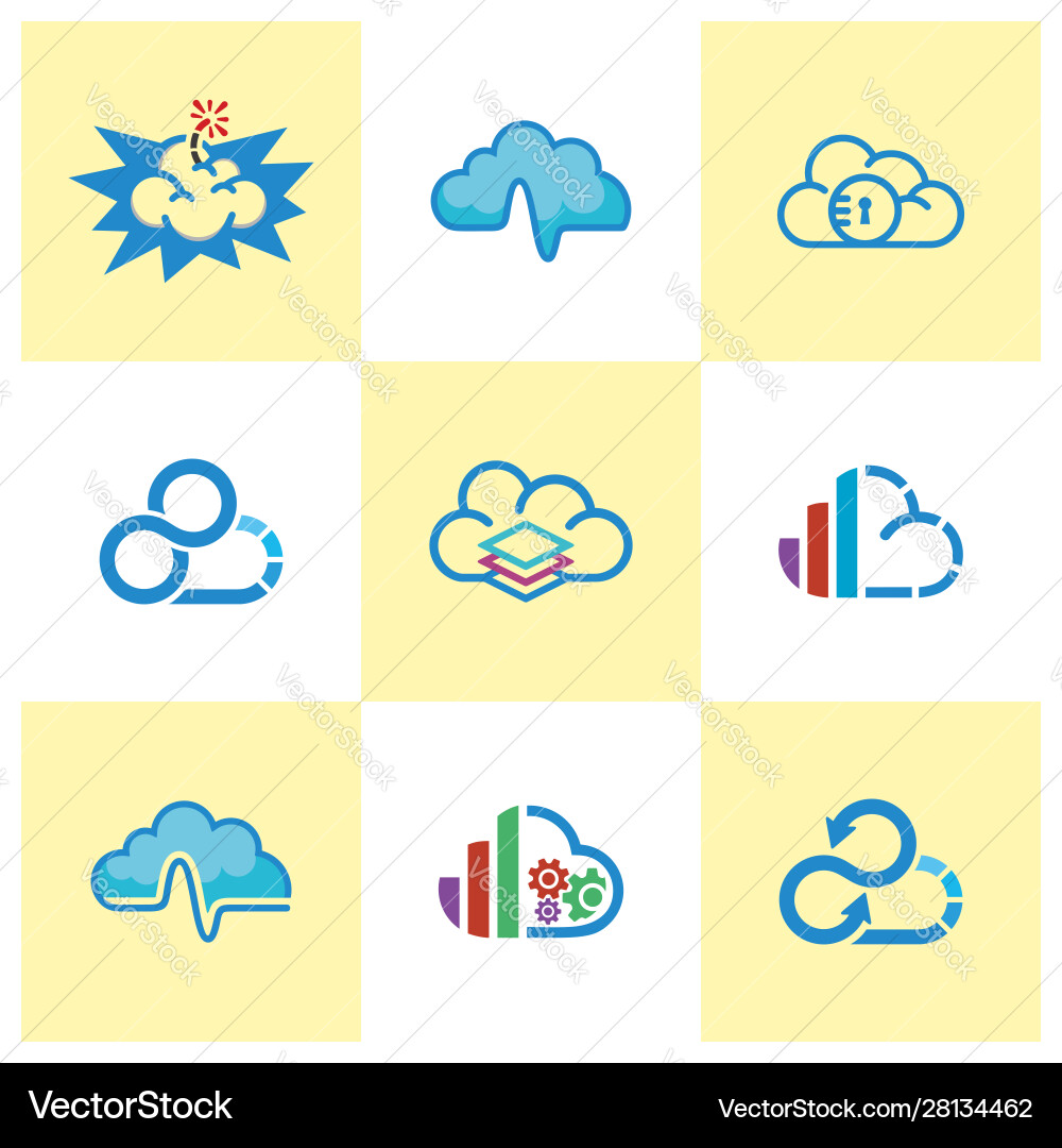 Set cloud logo template Vector Image