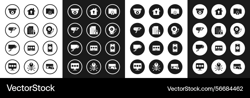 Set folder and lock document security camera Set folder and lock document security camera vector image