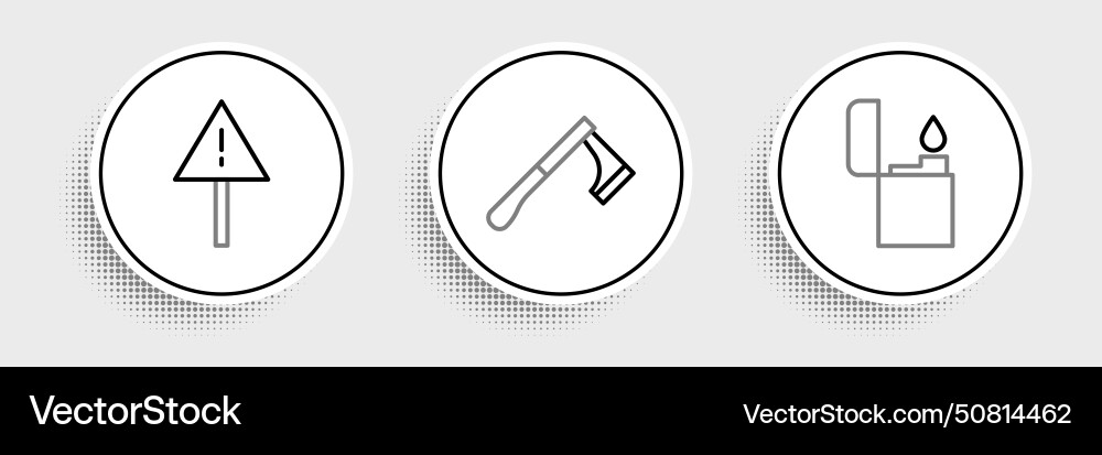 Set line lighter exclamation mark in triangle Set line lighter exclamation mark in triangle vector image