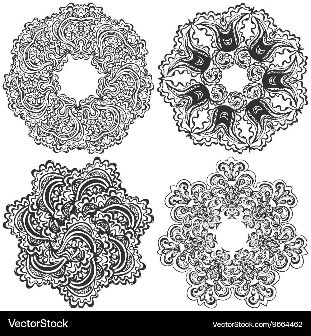 Set of round pattern vector image