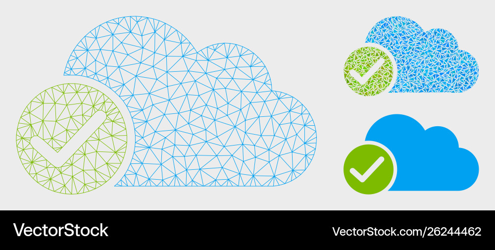 Valid cloud mesh network model and triangle Valid cloud mesh network model and triangle vector image