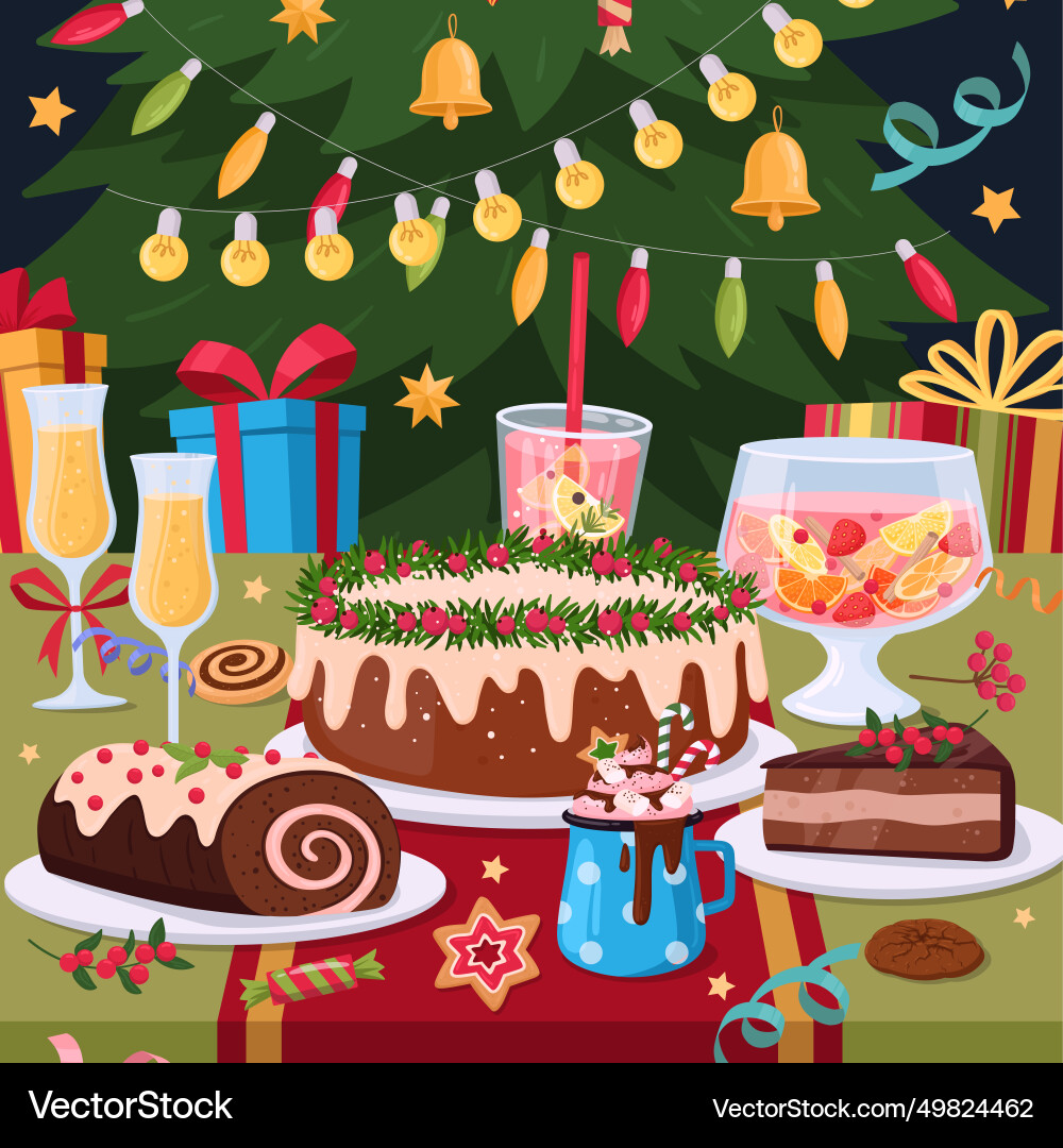 Weihnachtstisch Poster Cartoon festlichen Winter Weihnachtstisch Poster Cartoon festlichen Winter vektorbild