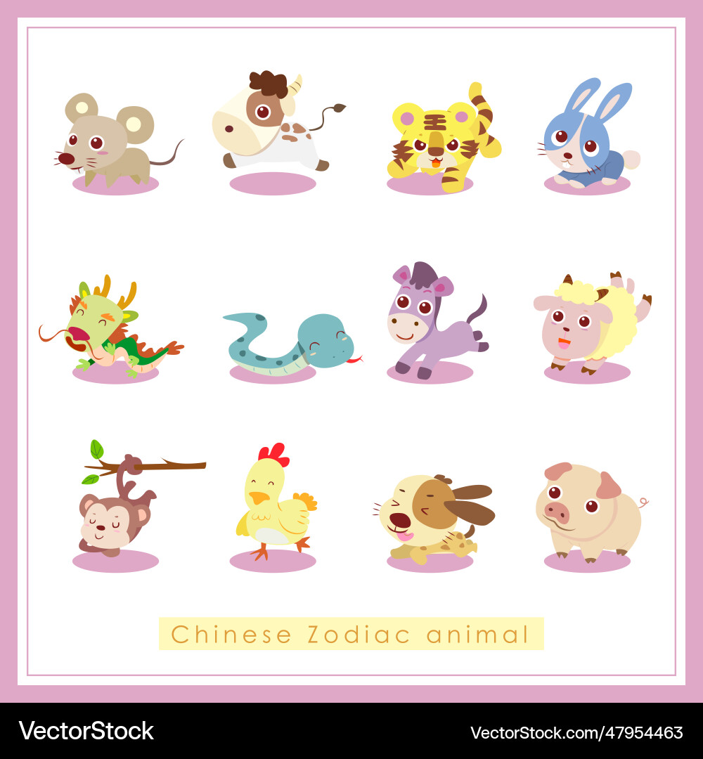 12 Cartoon chinesisch Tierhafter Tierschutz 12 Cartoon chinesisch Tierhafter Tierschutz vektorbild