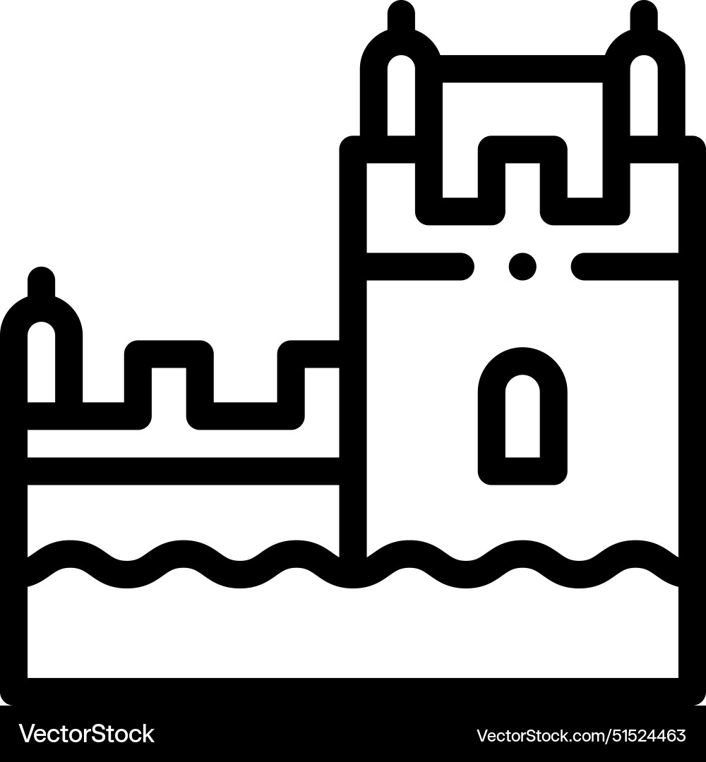 Belem tower icon thin linear style design Belem tower icon thin linear style design vector image