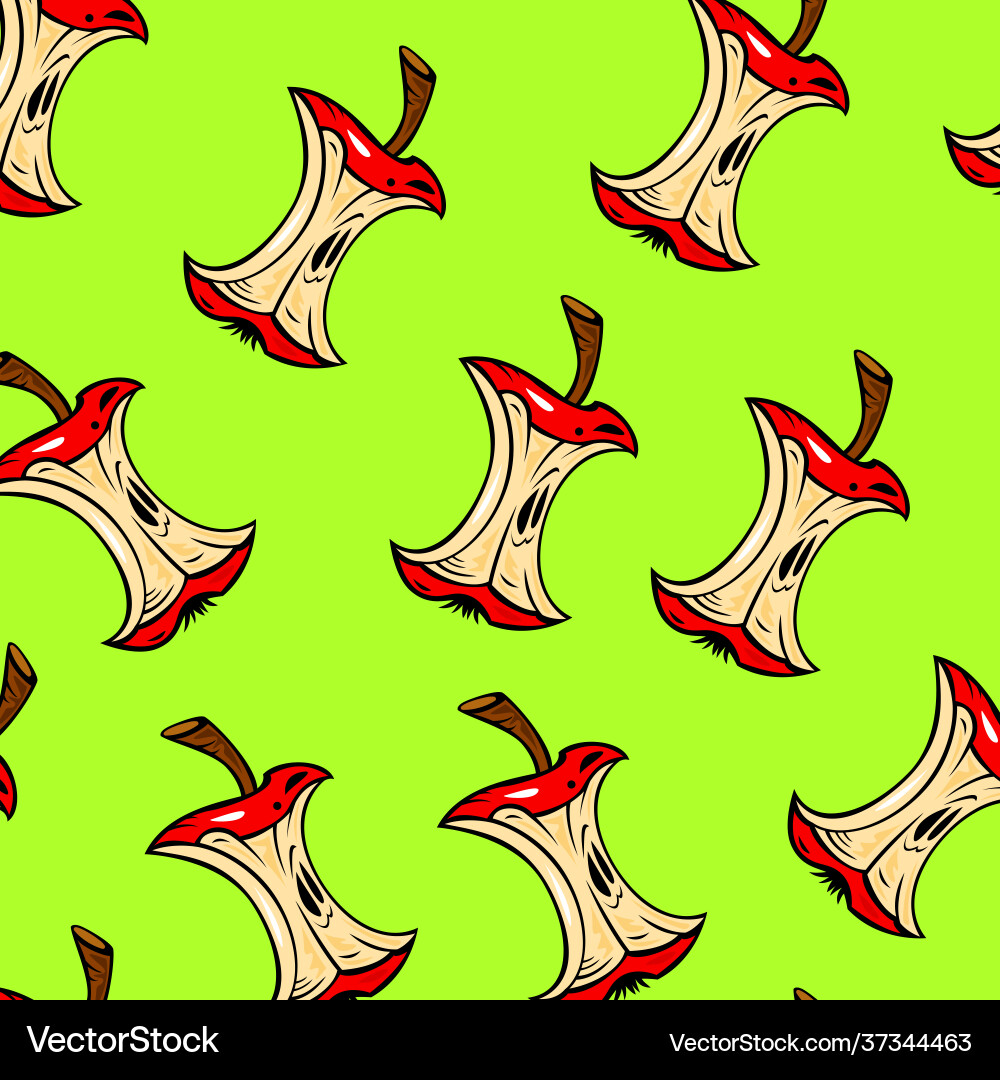Colored cartoon pattern with apple cores Colored cartoon pattern with apple cores vector image