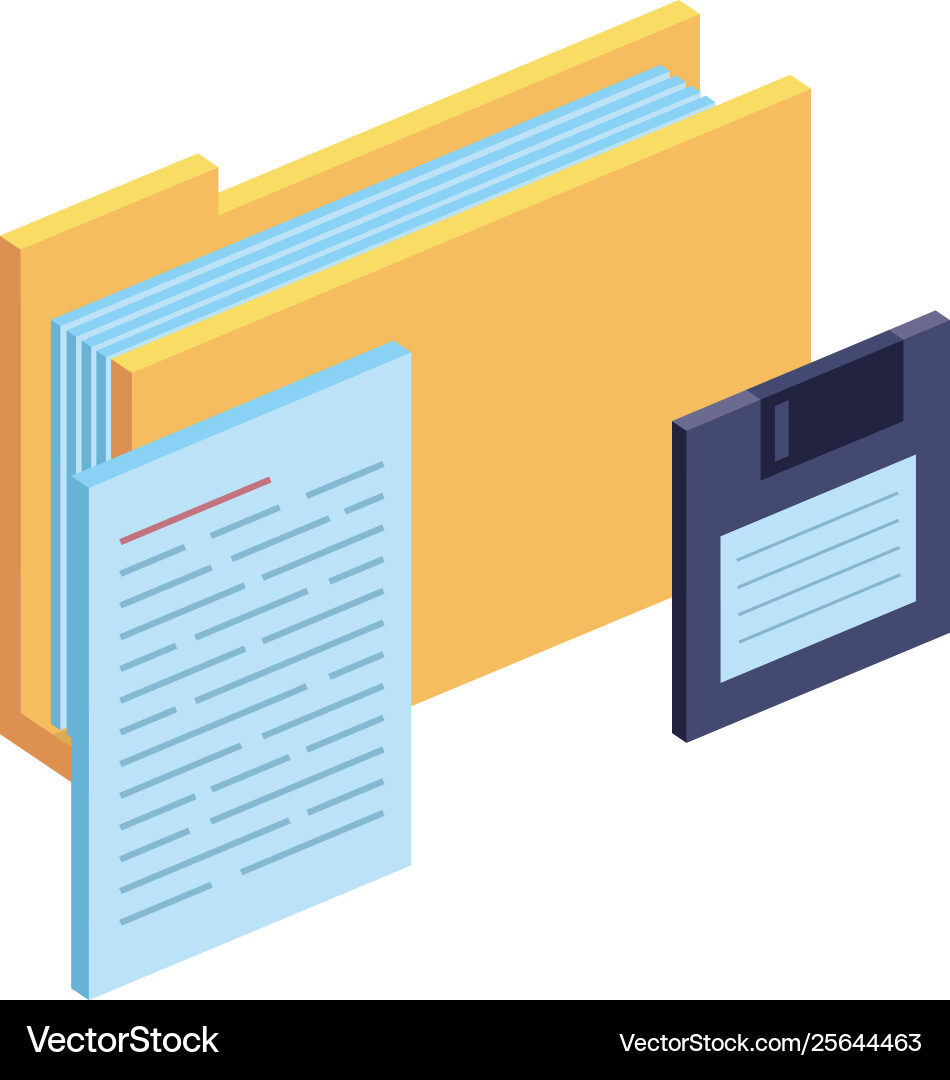 Folder with documents files and floppy disk vector image
