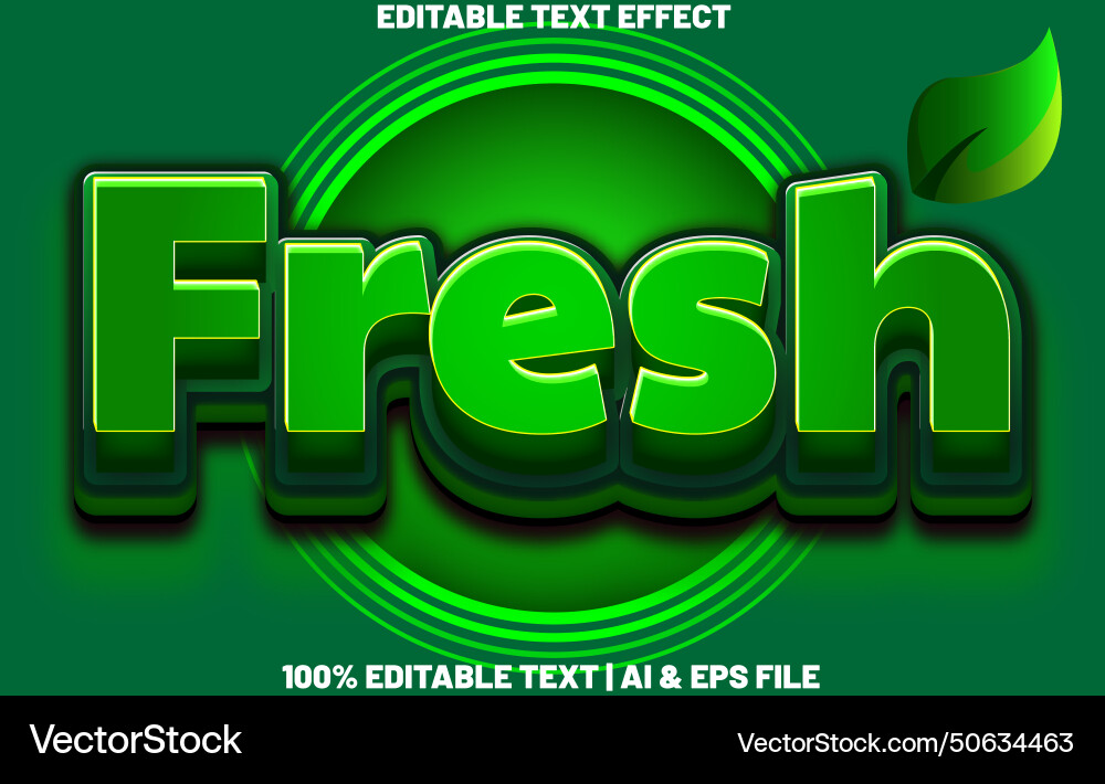 Fresh editable text effect 3d emboss style vector image
