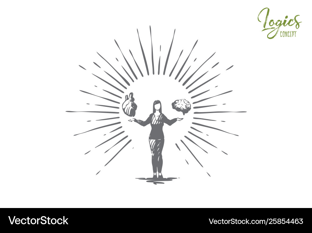 Heart and Brain: Intuition vs. Logic vector image
