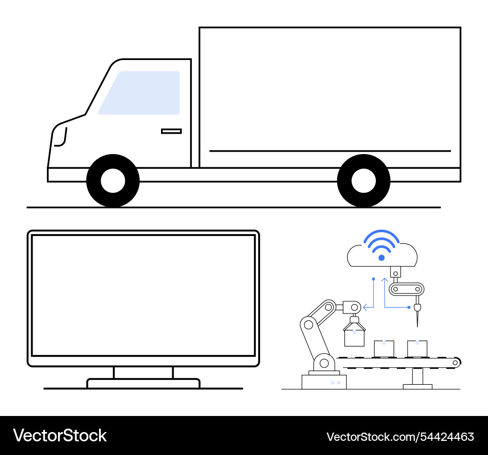 Modern logistics with automated warehouse robots Modern logistics with automated warehouse robots vector image