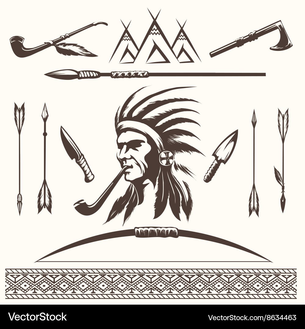 Native american indian ethnic elements Royalty Free Vector
