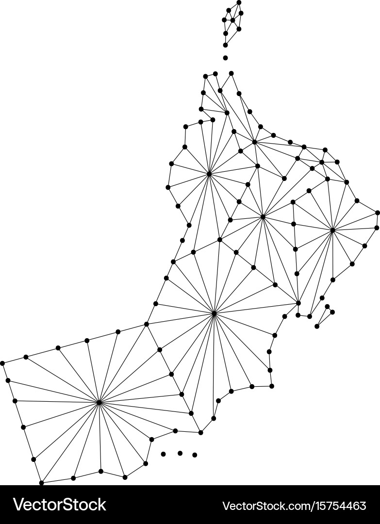 Oman map of polygonal mosaic lines network rays vector image