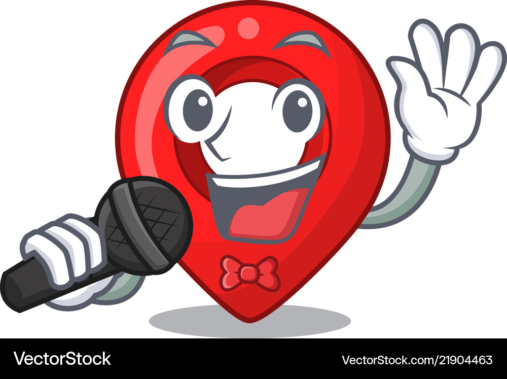 Singing map pointer navigation pin mascot cartoon Singing map pointer navigation pin mascot cartoon vector image