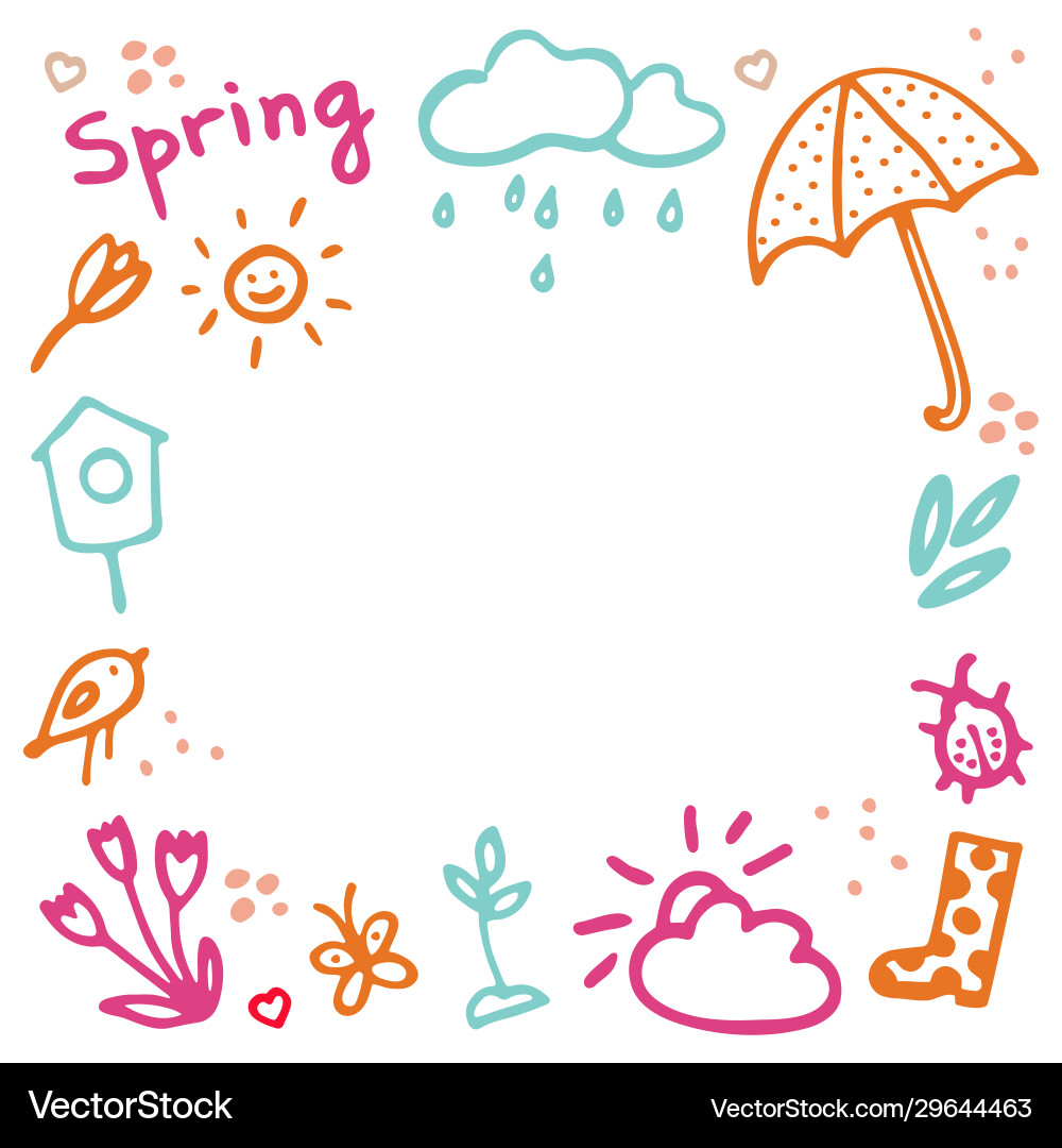 Springtime doodles frame design elements Springtime doodles frame design elements vector image